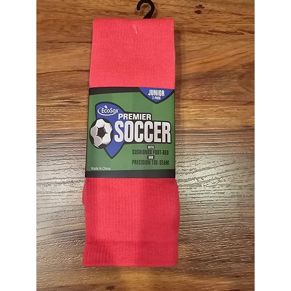 EcoSox Premier Soccer Socks - 2 Pack, Bright Pink, Size 5-7
